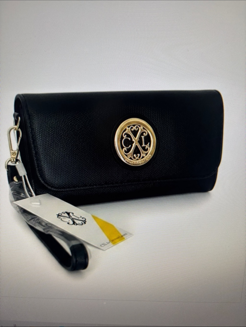 NWT CXL by Christian Lacroix Bali Caviar Wristlet Black